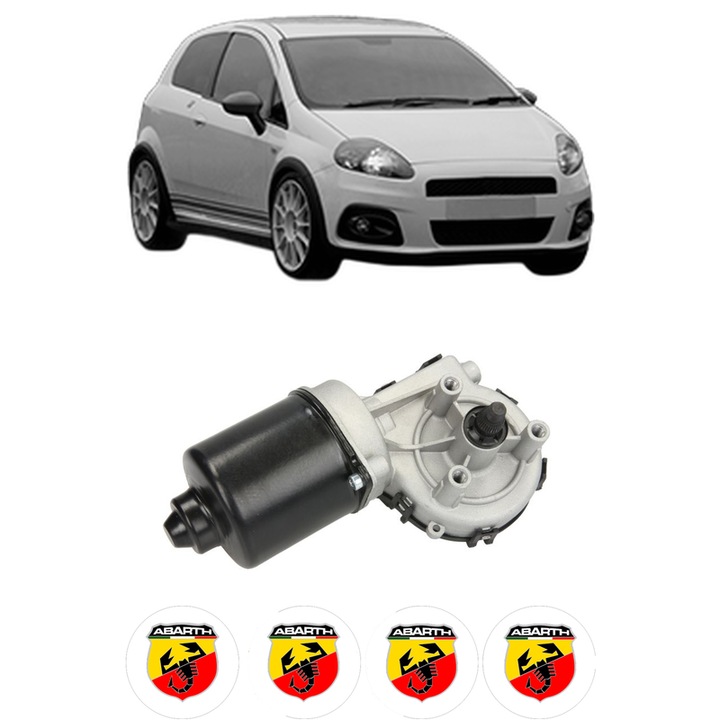 Motor Stergator Fata ABARTH GRANDE PUNTO din 2007-2010, auto, 4x Stickere auto cu ABARTH