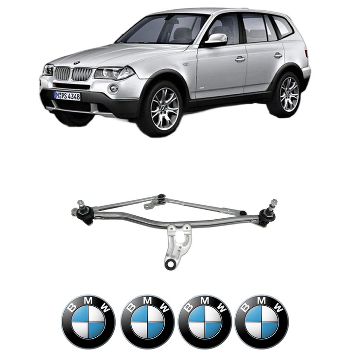 Mecanism Stergator, parbriz Fata BMW Seria X3 (E83) din 2003-2011, auto, 4x Stickere auto cu BMW