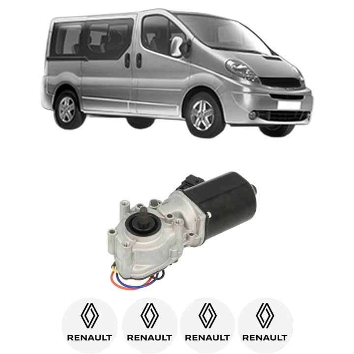 Motor Stergator Fata RENAULT TRAFIC II Bus (JL) din 2001-2018, auto, 4x Stickere auto cu RENAULT