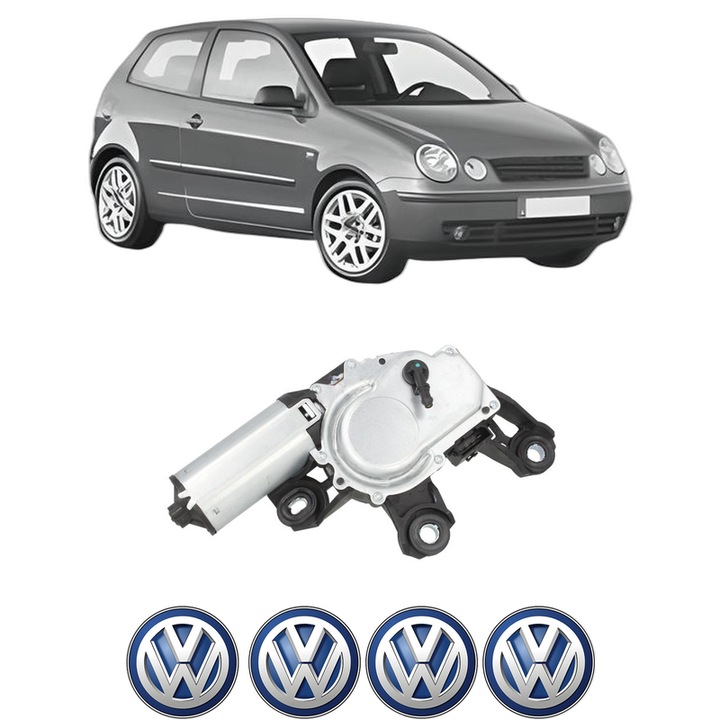 Motor Stergator Spate Volkswagen POLO IV (9N_, 9A_) din 2001-2009, auto, 4x Stickere auto cu Volkswagen