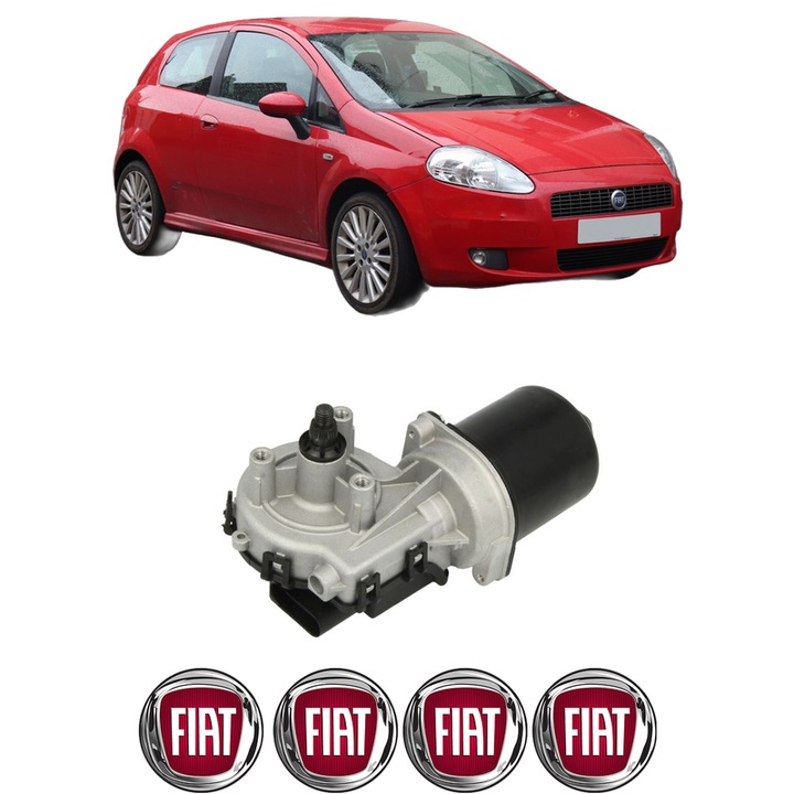 Motor Stergator Fata FIAT GRANDE PUNTO (199_) din 2005-2015, auto, 4x Stickere auto cu FIAT