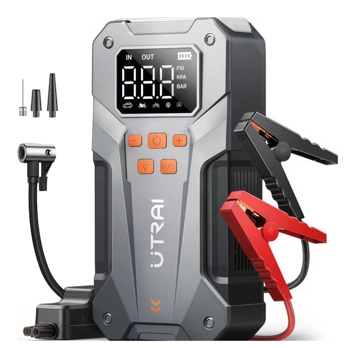Starter auto multifunctional UTRAI JSTAR 20, acumulator extern, lanterna, 2000A, compresor de aer 150PSI, 8.5L gaze si 7L diesel