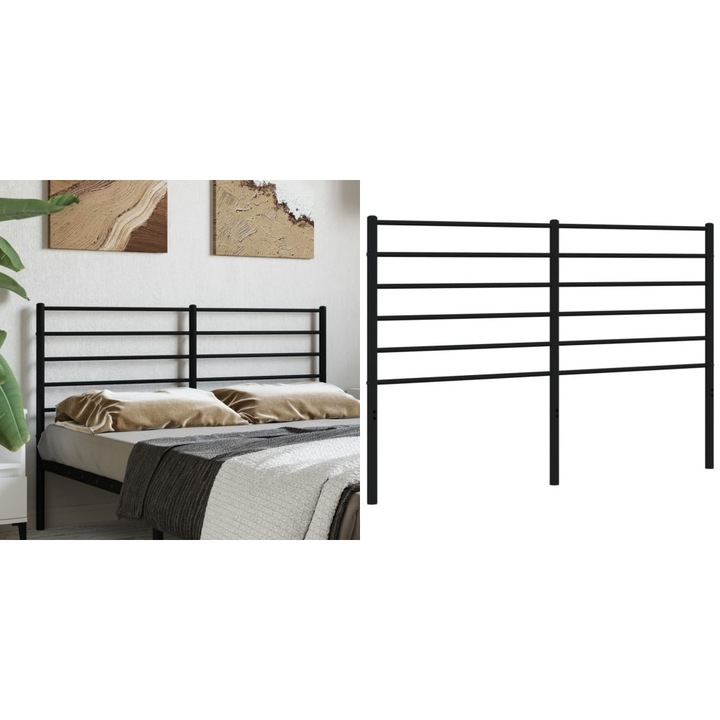 Tablie de pat metalica, negru, 160 cm