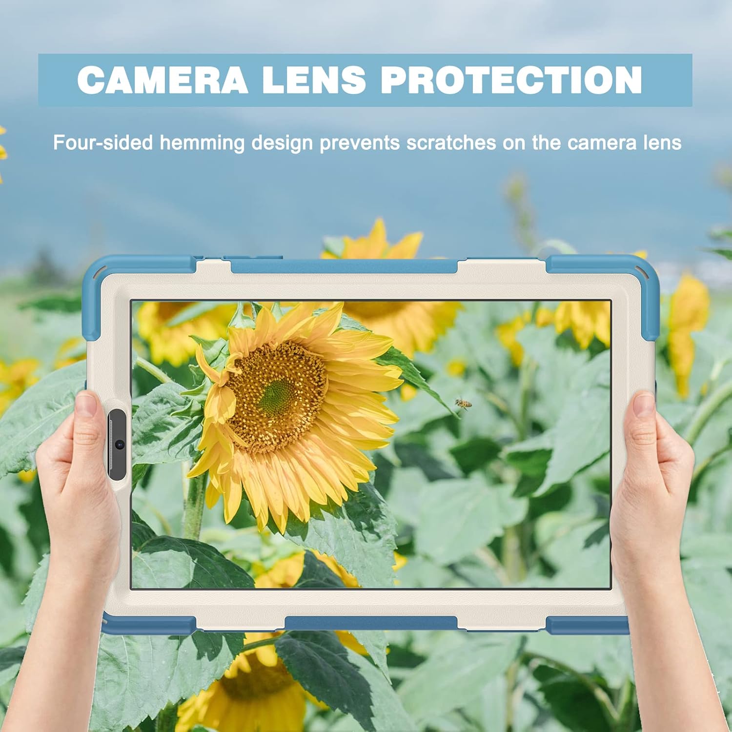 Husa pentru tabletă Samsung Galaxy Tab A 8.0", 3 straturi, suport 360, albastru melange