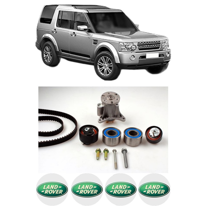 Set Kit de distributie curea intinzator pompa de apa LAND ROVER DISCOVERY IV (L319) 3.0 TD 4x4 din 2012-2018, KW 183 CP 249 CMC 2993, Auto, HEPU, 4x Stickere auto cu LAND ROVER