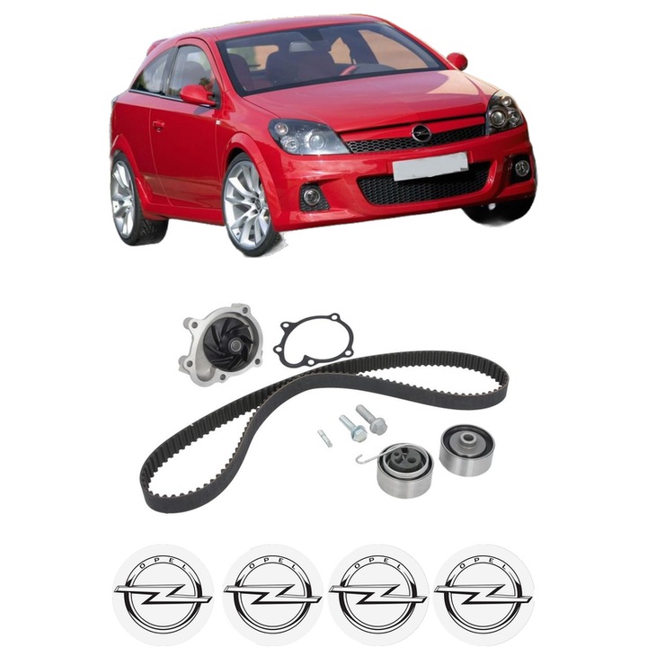 Set Kit de distributie curea intinzator pompa de apa OPEL ASTRA H GTC (A04) 1.7 CDTI (L08) din 2007-2010, KW 92 CP 125 CMC 1686, Auto, INA, 4x Stickere auto cu OPEL