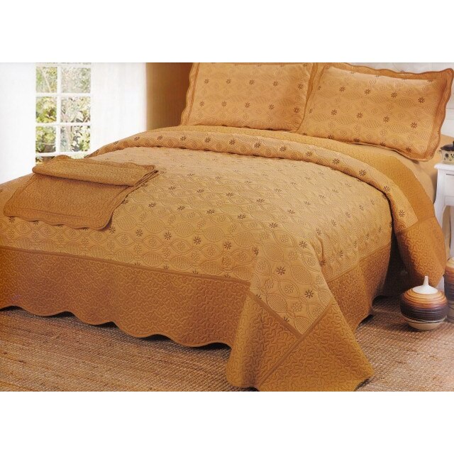 Cuvertura, pentru 2 persoane, 3 piese, bumbac, maro, model Rita36