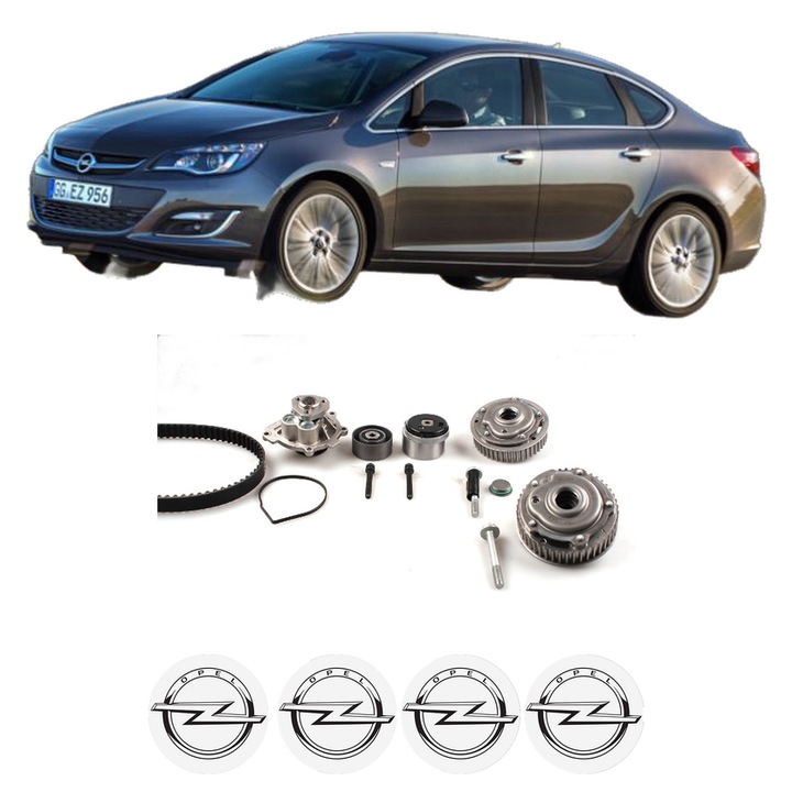Set Kit de distributie curea intinzator pompa de apa OPEL ASTRA J Saloon 1.6 (69) din 2012, KW 85 CP 116 CMC 1598, Auto, HEPU, 4x Stickere auto cu OPEL