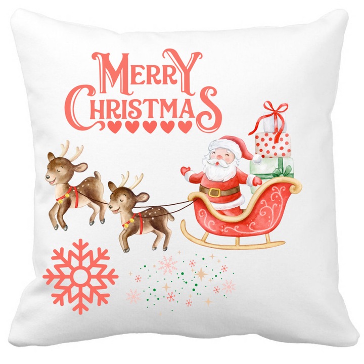 Karácsonyi díszpárna, 40x40 cm, fehér, csillagokkal