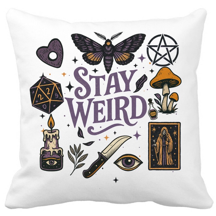 Halloweeni díszpárna 40x40 cm fekete-fehér narancssárga