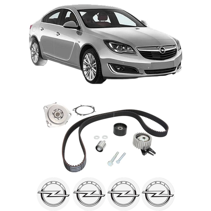 Set Kit de distributie curea intinzator pompa de apa OPEL INSIGNIA A (G09) 2.0 Biturbo CDTI (68) din 2012-2017, KW 143 CP 195 CMC 1956, Auto, HEPU, 4x Stickere auto cu OPEL