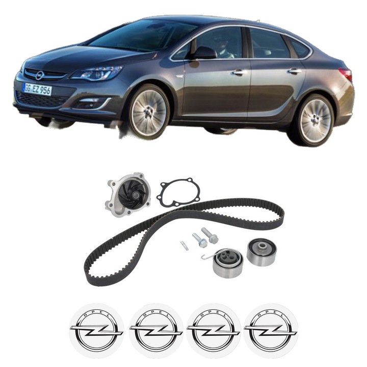 Set Kit de distributie curea intinzator pompa de apa OPEL ASTRA J Saloon 1.7 CDTI (69) din 2012-2015, KW 81 CP 110 CMC 1686, Auto, INA, 4x Stickere auto cu OPEL