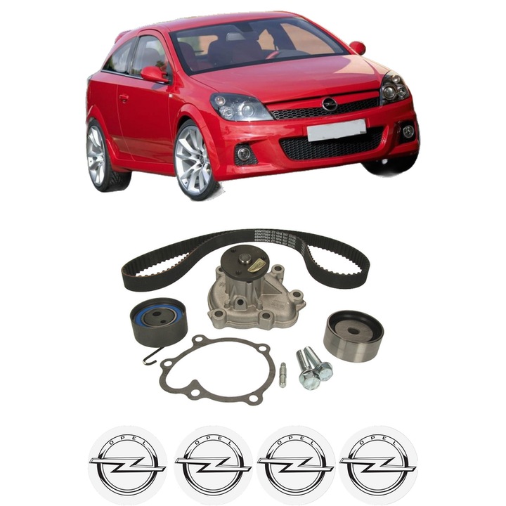 Set Kit de distributie curea intinzator pompa de apa OPEL ASTRA H GTC (A04) 1.7 CDTI (L08) din 2007-2010, KW 81 CP 110 CMC 1686, Auto, HEPU, 4x Stickere auto cu OPEL
