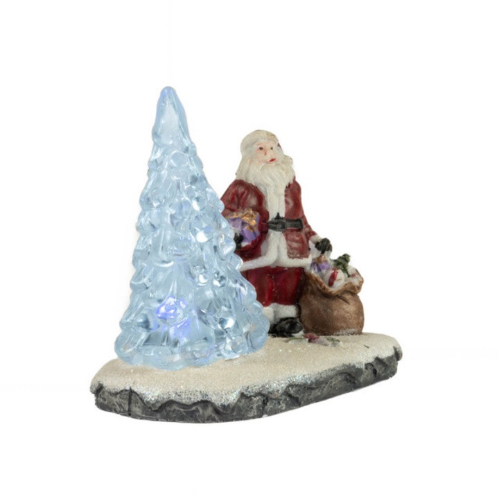 Figurina LED, Mos Craciun cu brad