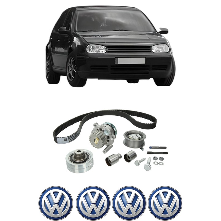Set Kit de distributie curea intinzator pompa de apa Volkswagen GOLF IV Van (1J1) 1.9 TDI din 1997-2004, KW 81 CP 110 CMC 1896, Auto, HEPU, 4x Stickere auto cu Volkswagen