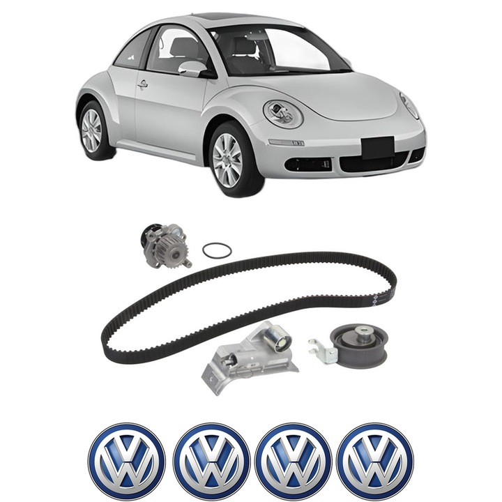 Set Kit de distributie curea intinzator pompa de apa Volkswagen NEW BEETLE (9C1, 1C1) 1.8 T din 1999-2010, KW 110 CP 150 CMC 1781, Auto, INA, 4x Stickere auto cu Volkswagen
