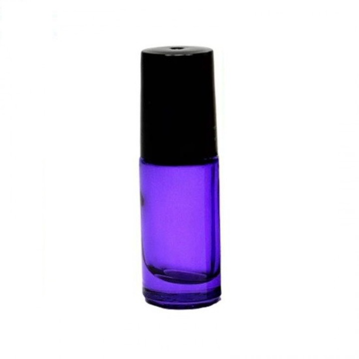 Recipient roll-on violet, capac plastic negru, 5ml