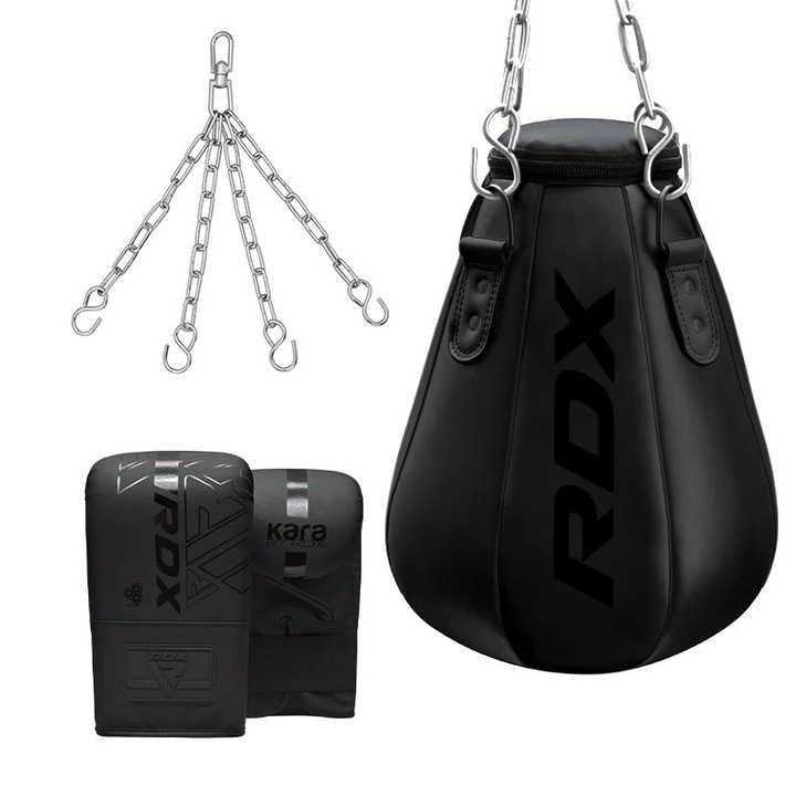 Set sac de box Rdx Maize, manusi si lant incluse, Negru, uni