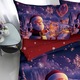 Lenjerie de Pat, Bumbac Satinat, 1 Persoana, 4 Piese, Snowman, 155x220cm, Multicolor
