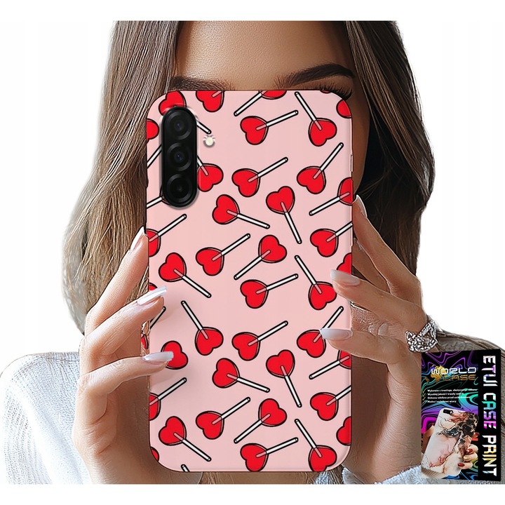Husa pentru telefon Samsung Galaxy A36 5G, World Case, design inimioare, silicon, multicolor