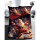 Lenjerie de Pat, Bumbac Satinat, 1 Persoana, 4 Piese, Merry Christmas, 155x220cm, Multicolor