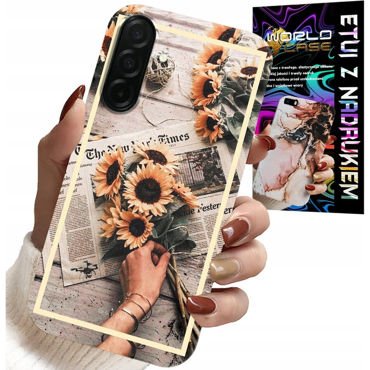 Samsung Galaxy A26 5G tok, napraforgó virágmintás, szilikon, többszínű