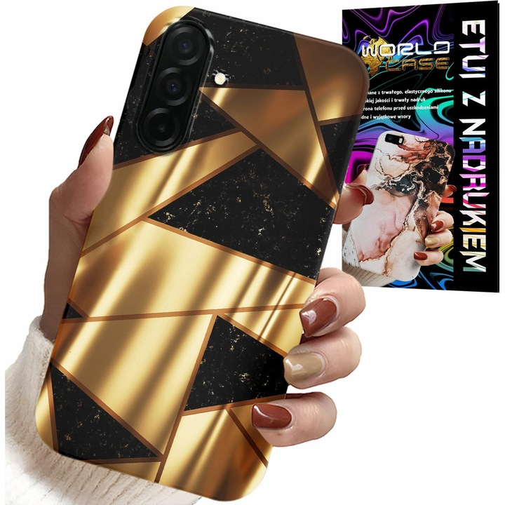 Carcasa pentru Samsung Galaxy A26 5G, World Case, design elegant auriu, material silicon, cu hidrofilm