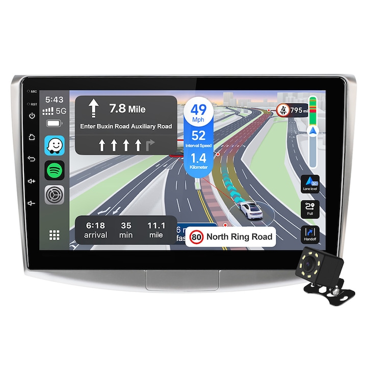 Навигация Isudar Android екран 10.1 инча, за Volkswagen Passat B6, B7, CC, Canbus, Carplay, Android Auto, GPS, Bluetooth 5.4, Wi-fi 6, 2xUSB, 4 ядра, Камера за заден ход, 2GB RAM, 64GB ROM, 4K видео