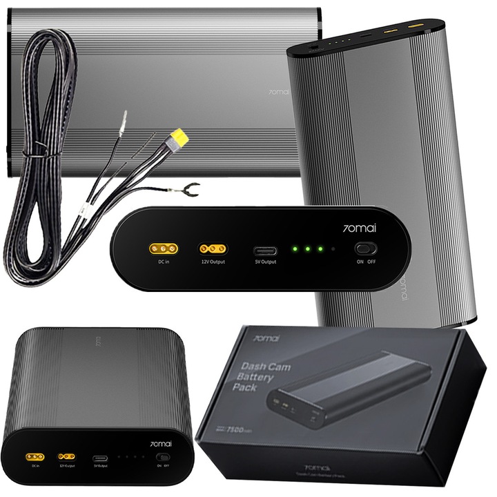 Autós kamera, 70Mai, Akkumulátorcsomag 02, Kapacitás 7500 Mah, Alumínium ház anyaga, Lifepo₄ akkumulátor típusa, Töltési idő kb. 90 perc, 11.95 x 21.94 x 3.45 cm, Ezüst