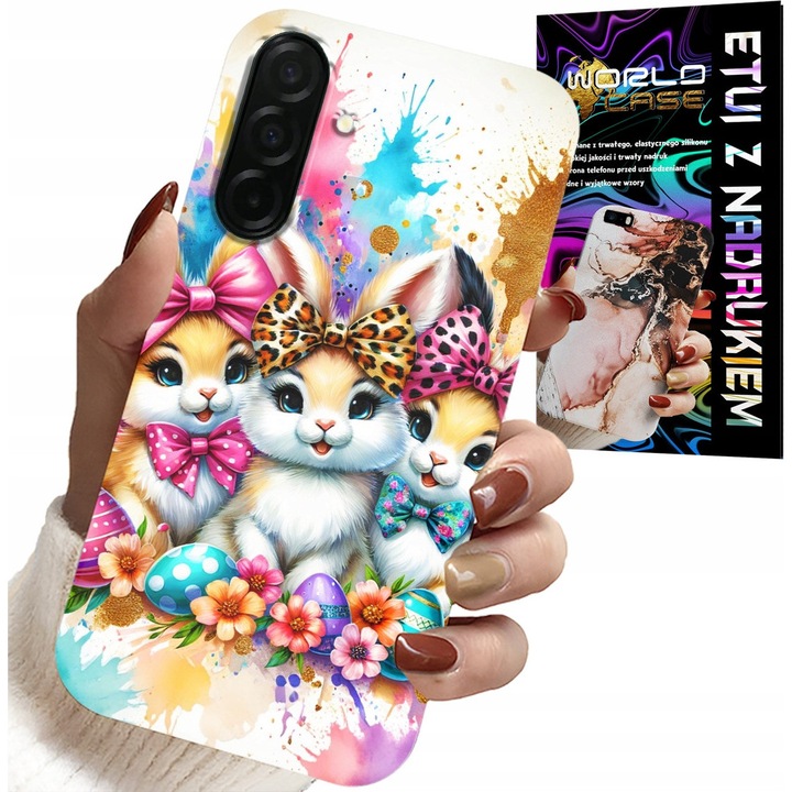 Husă pentru telefon Samsung Galaxy A56 5G, Iepuraș, Crăciun, Multicolor, Silicon