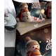 Lenjerie de Pat, Bumbac Satinat, 1 Persoana, Shiny Christmas, 4 Piese, 155x220cm, Multicolor