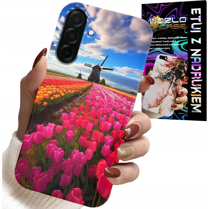 Husă pentru Samsung Galaxy A56 5G, World Case, imprimeu colorat cu flori, silicon