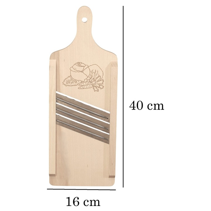 Feliatoare manuala PEEWIT 40cm, 3 cutite din otel inoxidabil, cu gravura, din lemn de fag