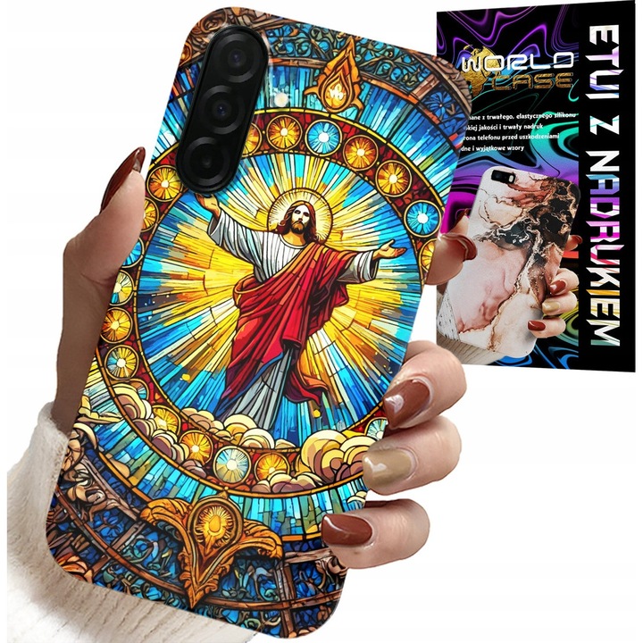 Carcasa telefon Samsung Galaxy A26 5G, World Case, design Jesus Religion, silicon, set cu sticlă