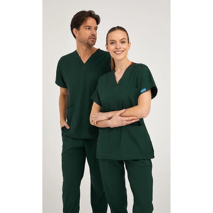 Costum medical unisex, Pozitif Üniforma, lycra, 2 piese, Verde, XS, confort maxim, elastic