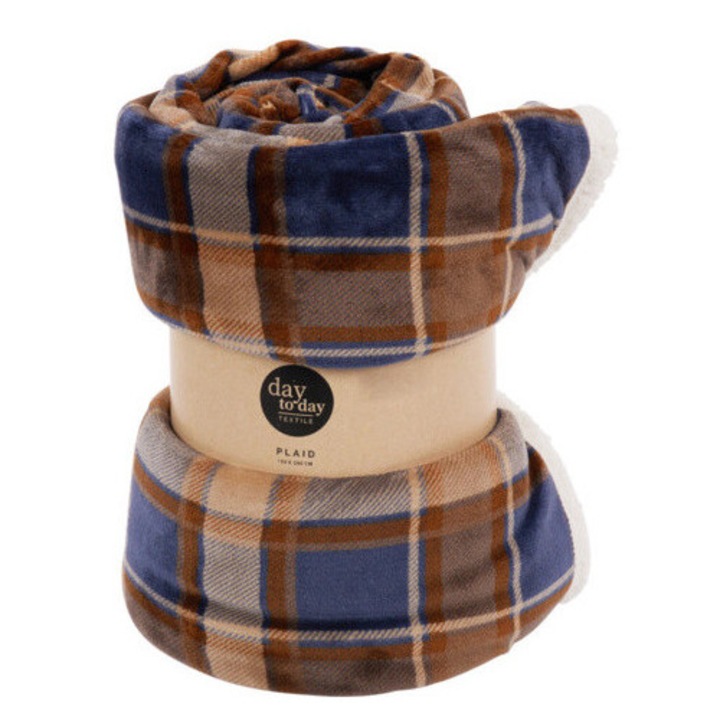 Patura in carouri, 200 x 150 cm, albastra - albastru