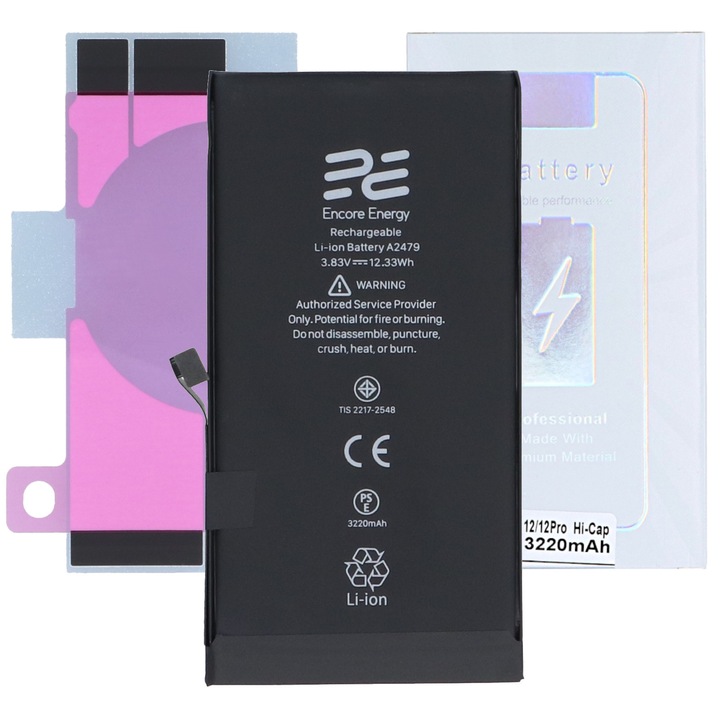 Baterie Encore Energy pentru Apple iPhone 12 si 12 Pro 616-00644 12.33Wh 3.83V 3220mAh A2479