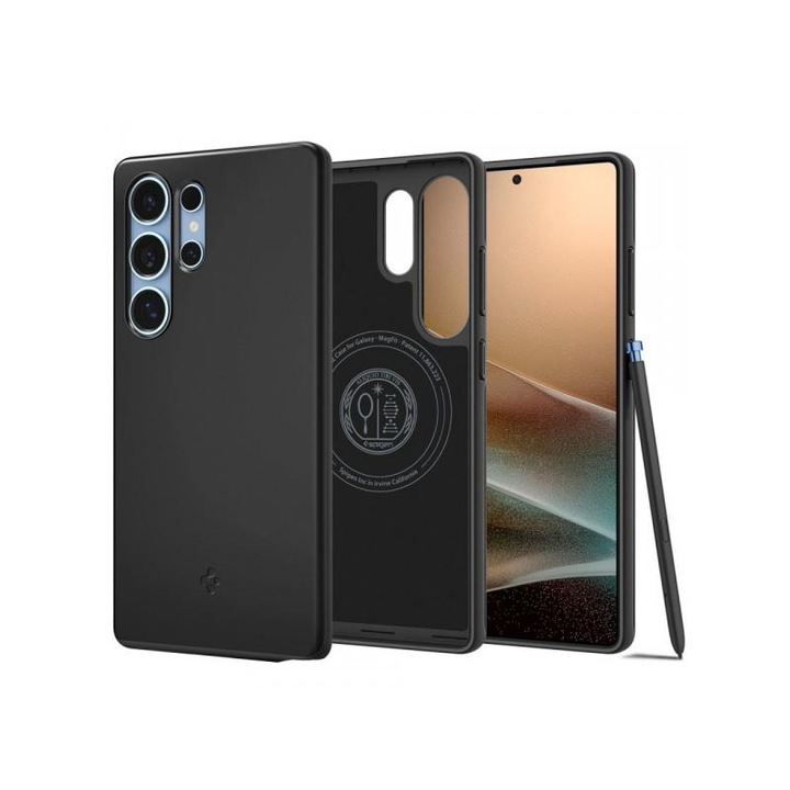 Husa MagSafe pentru Samsung Galaxy S25 Ultra S938 Spigen Thin Fit Neagra ACS08946