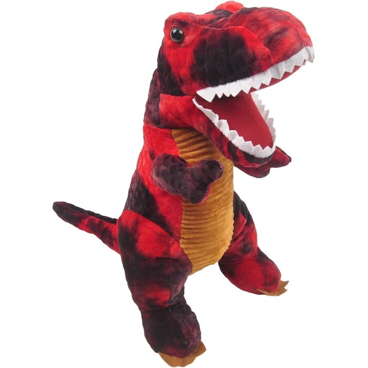 Jucărie dinozaur, Tip T-rex Tyrannosaurus, Pluș, Roșu, 37x66 cm