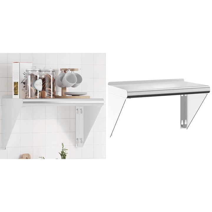 Raft de perete, 50x30x31 cm, argintiu, otel inoxidabil