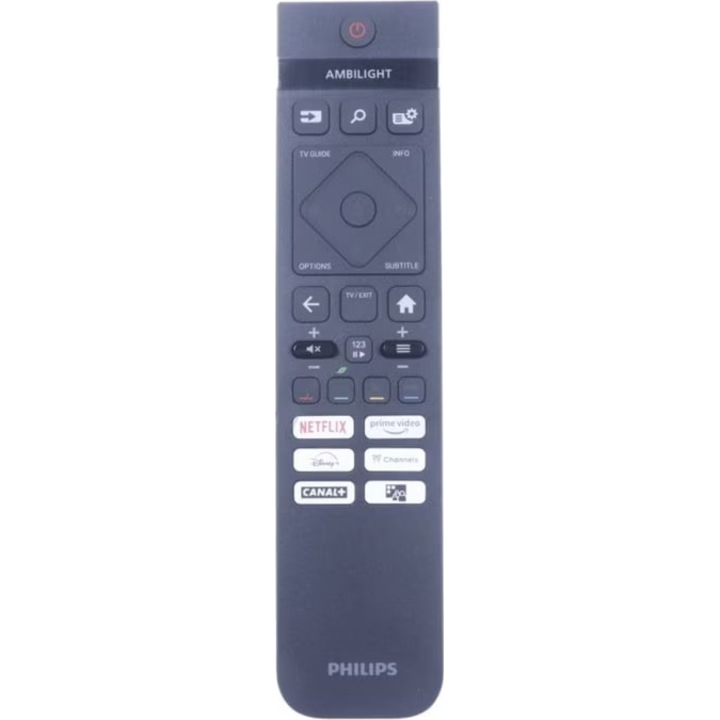 Telecomanda televizor SMART originala PHILIPS, Comanda vocala, Butoane dedicate NETFLIX, Canal+, DISNEY+, Prime Video, Neagra, cod 398GM10BEPHNE000CR