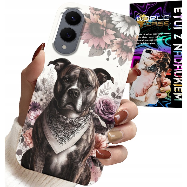 Tok Samsung Galaxy S25 Edge-hez, World Case, gumi, színes nyomtatás, Pitbull Veszélyes Kutyák design