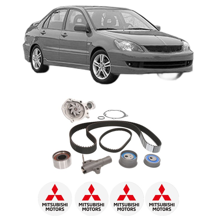 Set Kit de distributie curea intinzator pompa de apa MITSUBISHI LANCER VII (CS_A, CT_A) 2.0 (CS9A) din 2003-2013, KW 99 CP 135 CMC 1997, Auto, HEPU, 4x Stickere auto cu MITSUBISHI