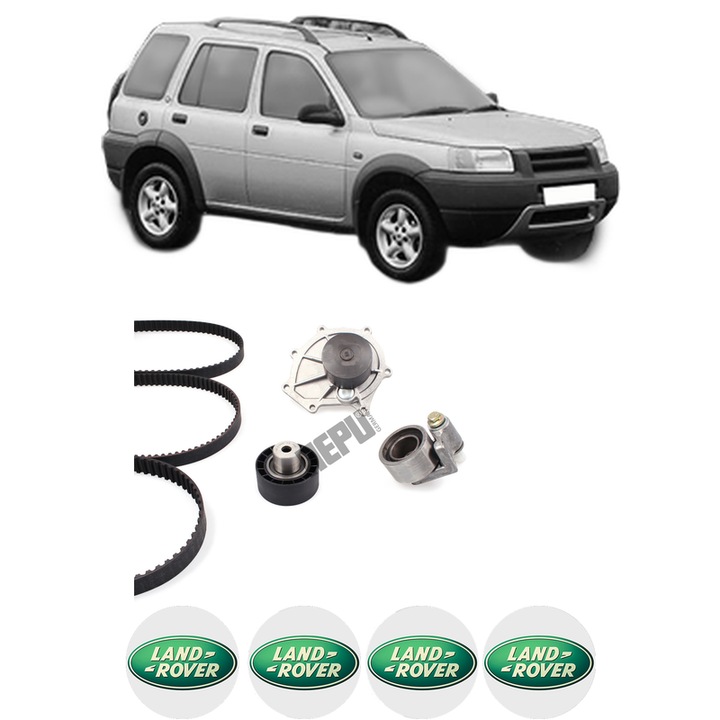 Set Kit de distributie curea intinzator pompa de apa LAND ROVER FREELANDER I (L314) 2.5 V6 4x4 din 2000-2006, KW 130 CP 177 CMC 2497, Auto, HEPU, 4x Stickere auto cu LAND ROVER