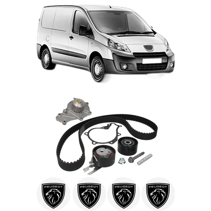 Set Kit de distributie curea intinzator pompa de apa PEUGEOT EXPERT Van (VF3A_, VF3U_, VF3X_) 1.6 HDi 90 16V din 2007, KW 66 CP 90 CMC 1560, Auto, HEPU, 4x Stickere auto cu PEUGEOT