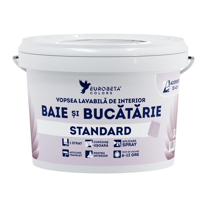Vopsea lavabila BAIE si BUCATARIE, alba, antimucegai, pentru spatii cu umiditate ridicata 3L