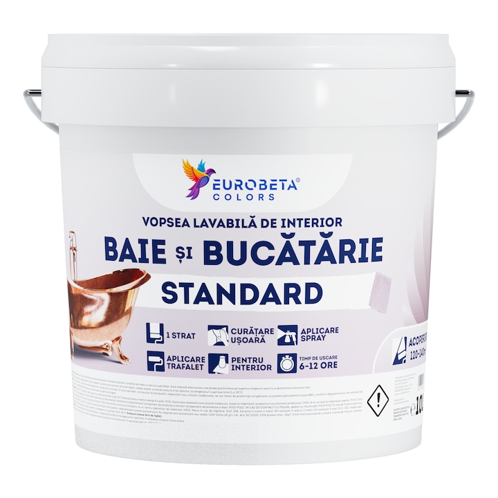 Vopsea lavabila BAIE si BUCATARIE, alba, antimucegai, pentru spatii cu umiditate ridicata 10L