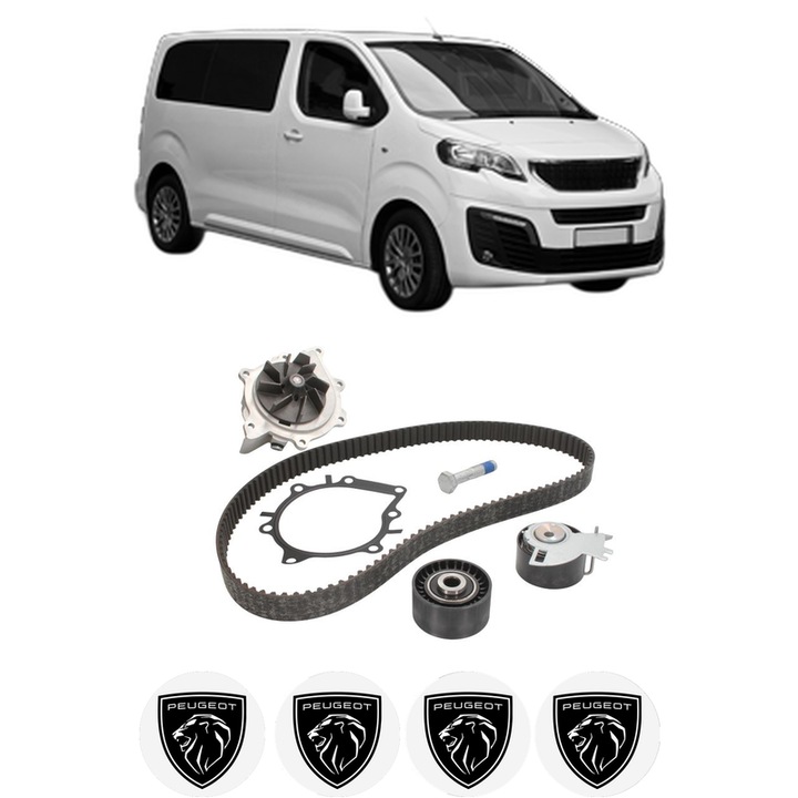 Set Kit de distributie curea intinzator pompa de apa PEUGEOT TRAVELLER Bus (V_) 2.0 BlueHDi 150 / HDi 150 4x4 din 2016, KW 110 CP 150 CMC 1997, Auto, INA, 4x Stickere auto cu PEUGEOT