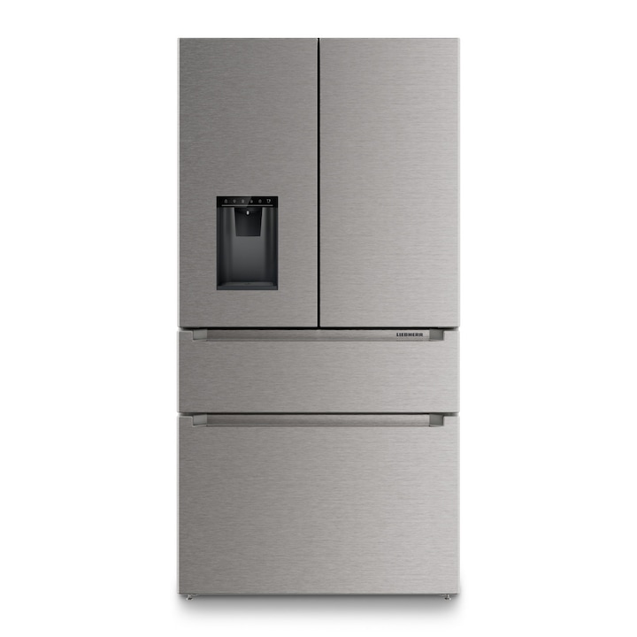 Combina Frigider-congelator MBsddi 9528 Plus cu usa franceza cu 2 sertare de congelare si dozator de apa si cuburi de gheata, NoFrost, BioFresh, 538l, 180.5 сm, Clasa D, Silver