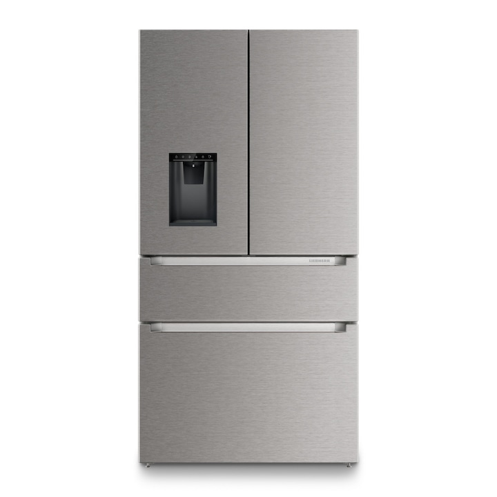 Combina Frigider-congelator MBsddi 9558 Prime cu usa franceza cu 2 sertare de congelare si dozator de apa si cuburi de gheata, NoFrost, BioFresh, 539l, 180.5 сm, Clasa D, Silver